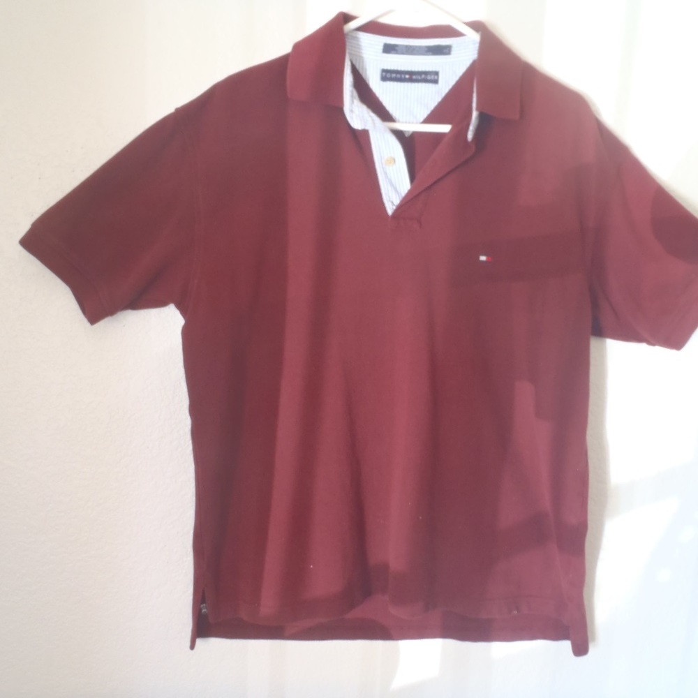 TOMMY HILFIGER Men Short Slve Maroon LR Polo Shirt
